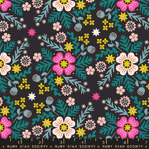 Baumwolle Patchwork - Rashida Coleman Hale - Ruby Star Society - Pivot - Wildflower - Eggplant Black